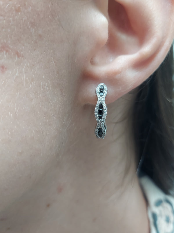 Black & White Diamond Hoop Earrings