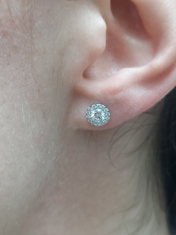 Diamond Halo Stud Earrings