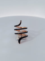 Black Enamel Rose Gold Snake Ring