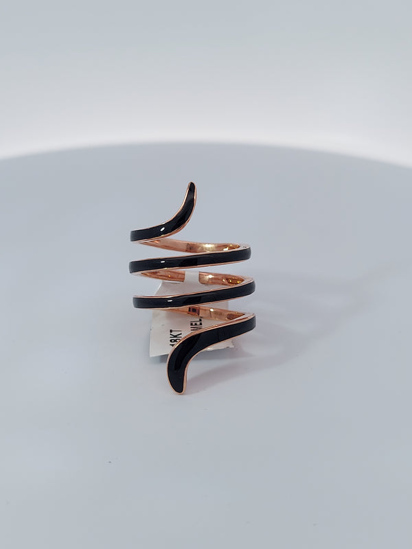 Black Enamel Rose Gold Snake Ring