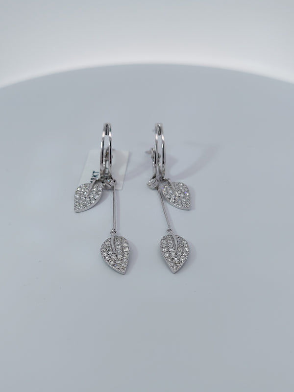 Diamond Leaf Drop Earrings