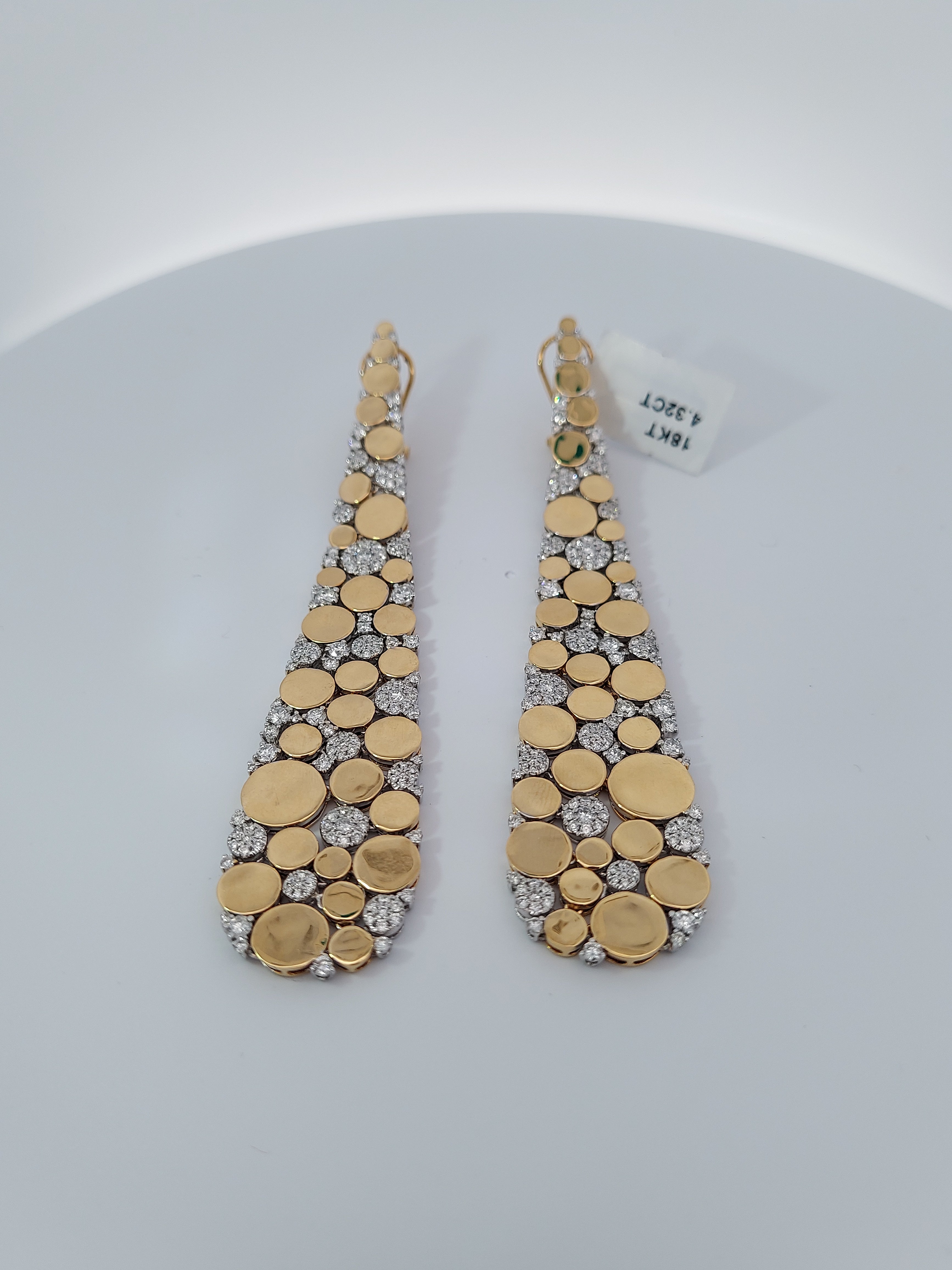 Diamond & Matt Gold Drop Earrings