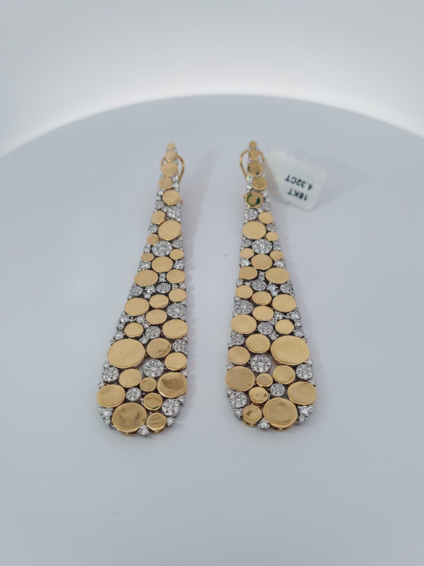 Diamond & Matt Gold Drop Earrings