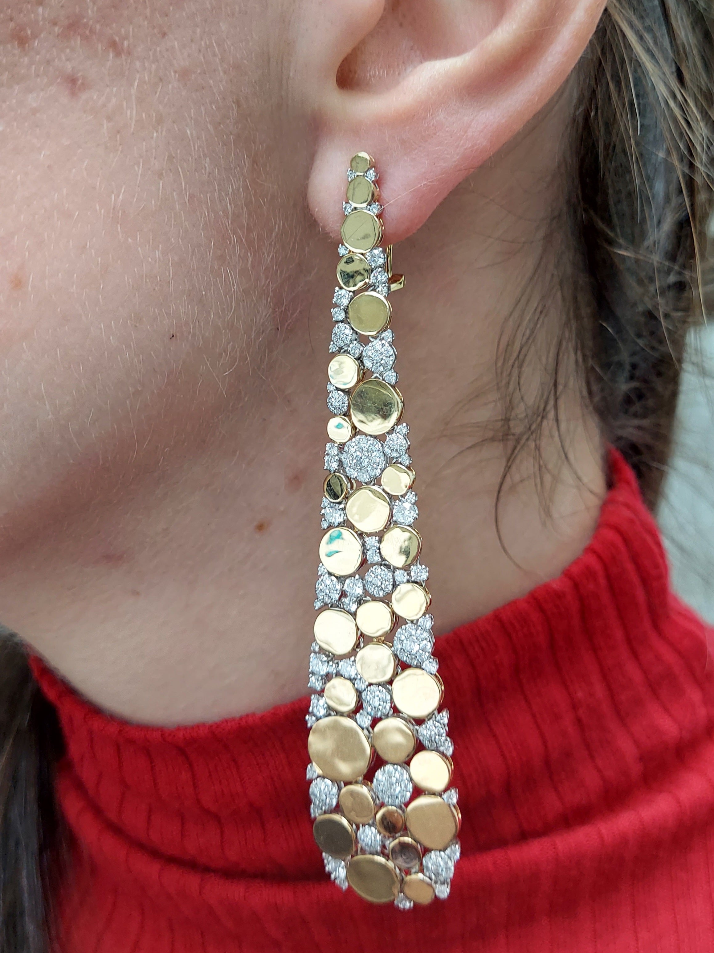 Diamond & Matt Gold Drop Earrings