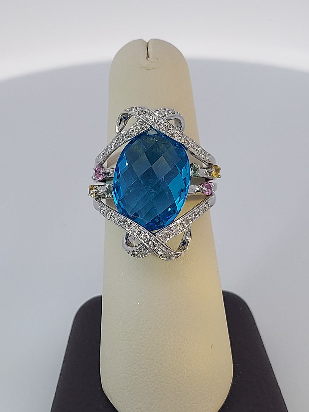 Blue Topaz & Diamond Ring