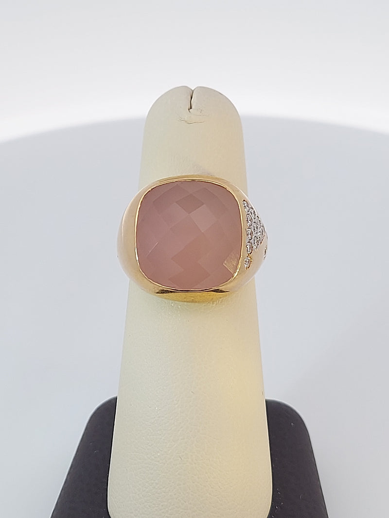 Rose Quartz & Diamond Ring