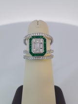 Green Emerald & Diamond Ring