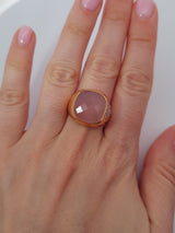 Rose Quartz & Diamond Ring