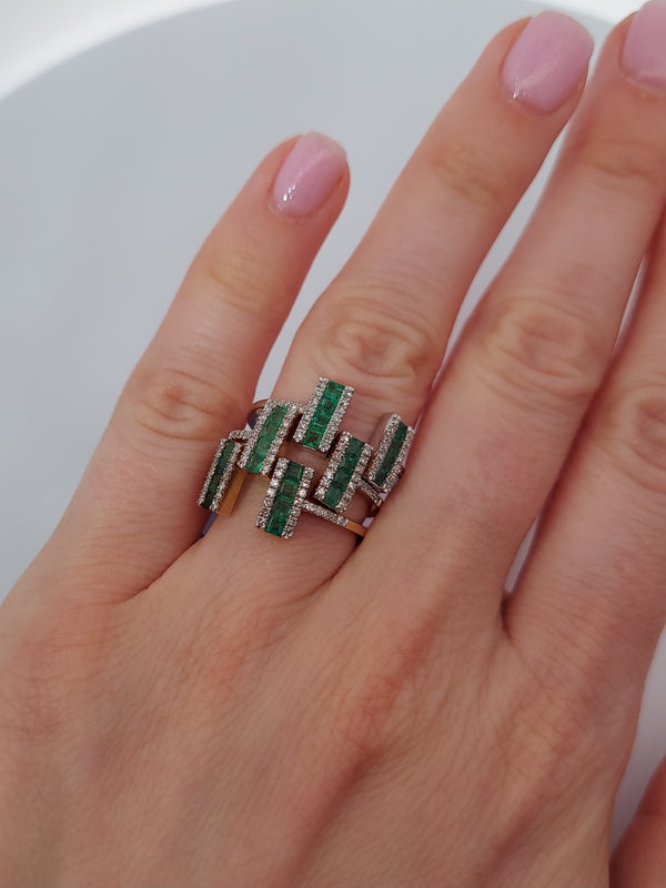 Green Emerald Ring Set