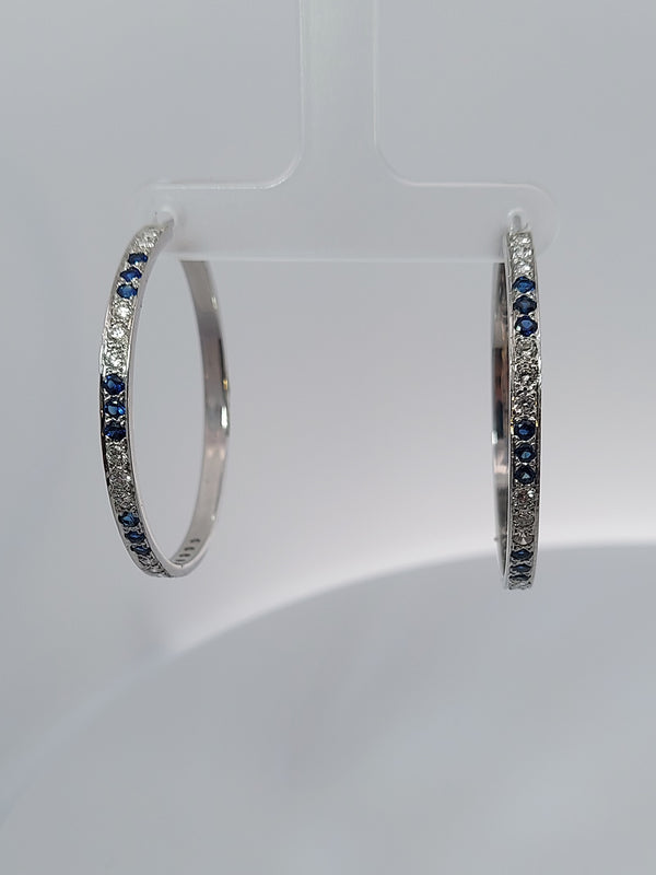 Sapphire & Diamonds Hoop Earrings