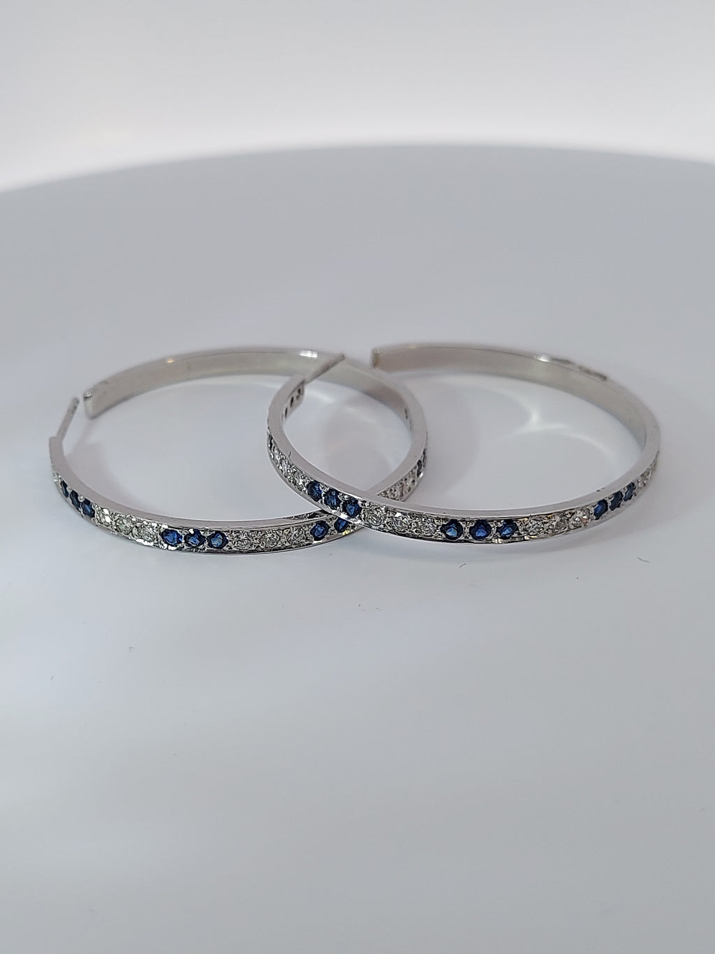 Sapphire & Diamonds Hoop Earrings