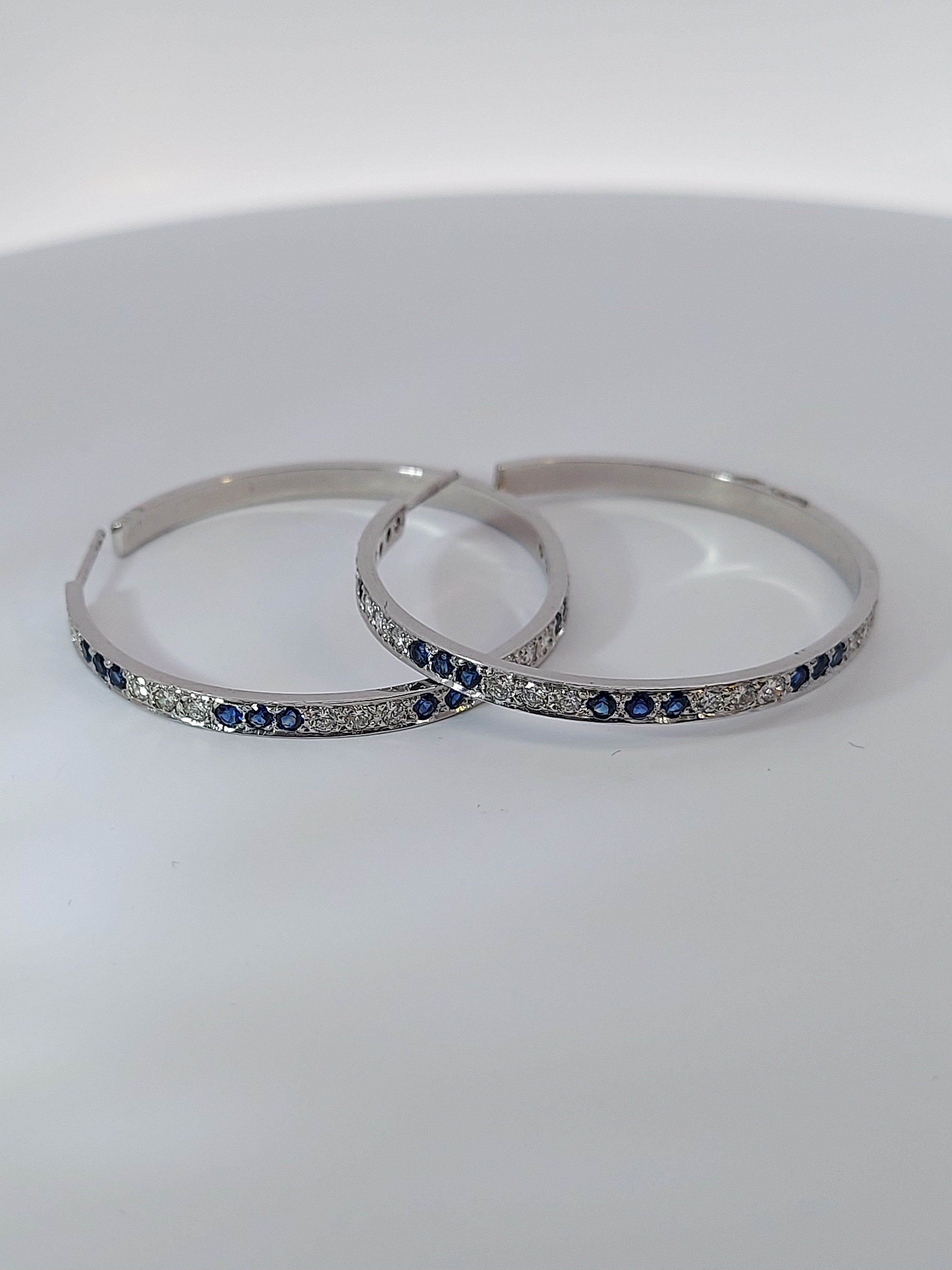 Sapphire & Diamonds Hoop Earrings