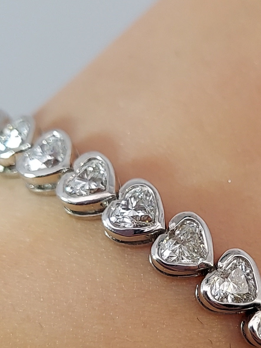 Heart Shaped Bezel Set Diamond Tennis Bracelet
