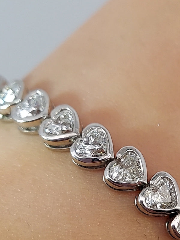 Heart Shaped Bezel Set Diamond Tennis Bracelet