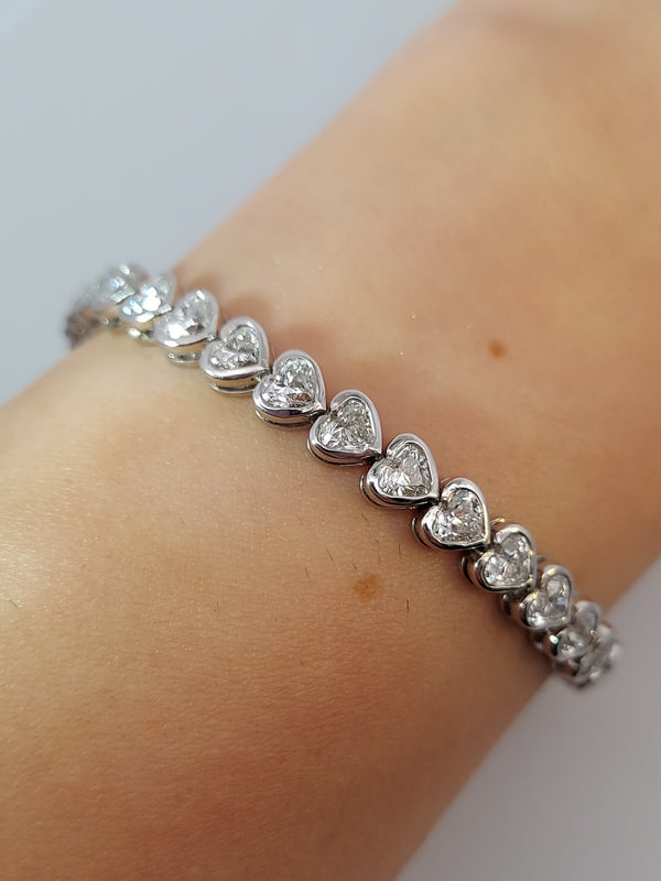 Heart Shaped Bezel Set Diamond Tennis Bracelet