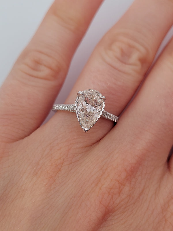 Pear Shape Diamond Halo Engagement Ring