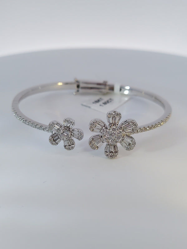 Flower Diamond Bangle Bracelet