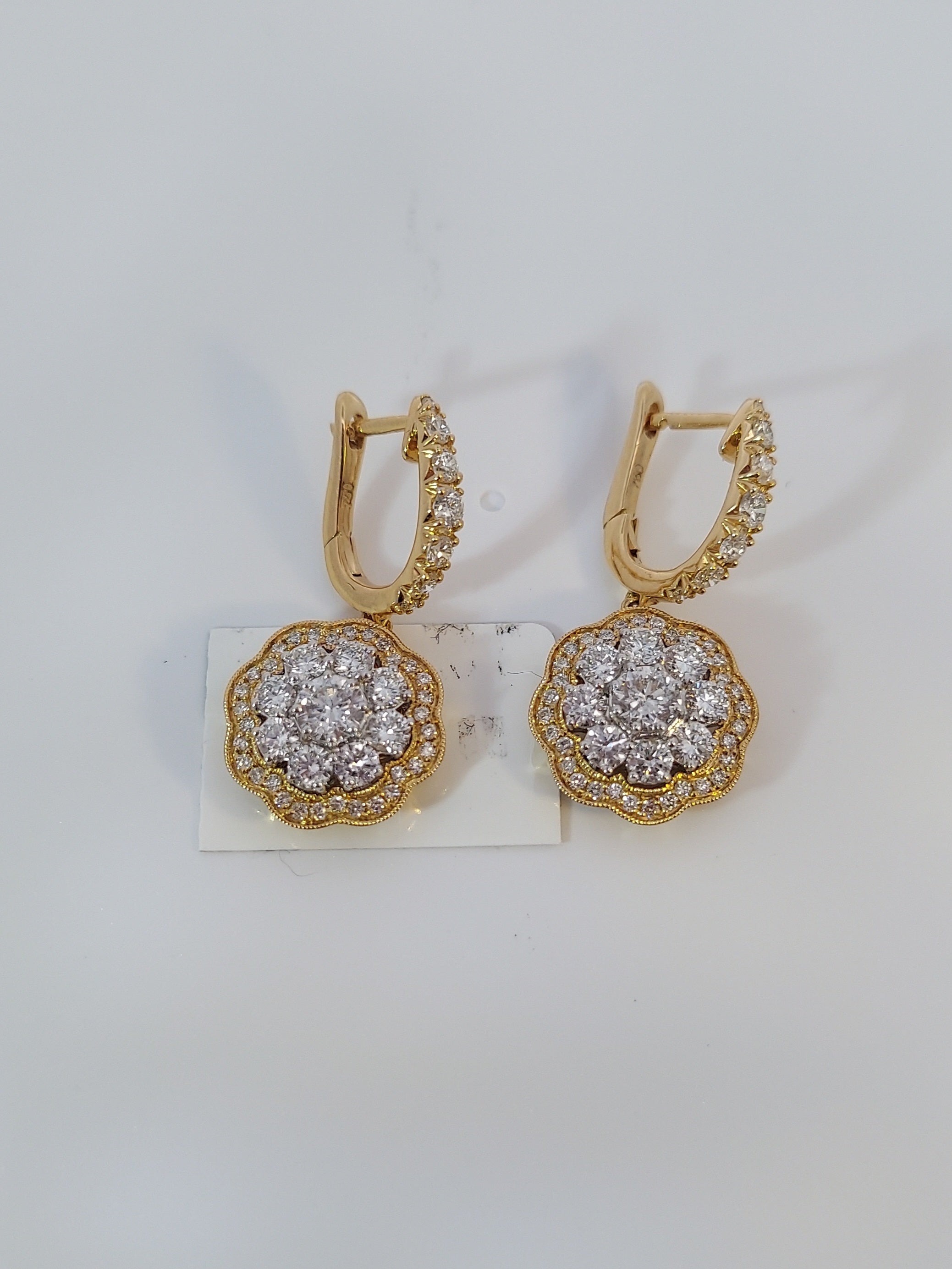 Diamond Flower Drop Earrings