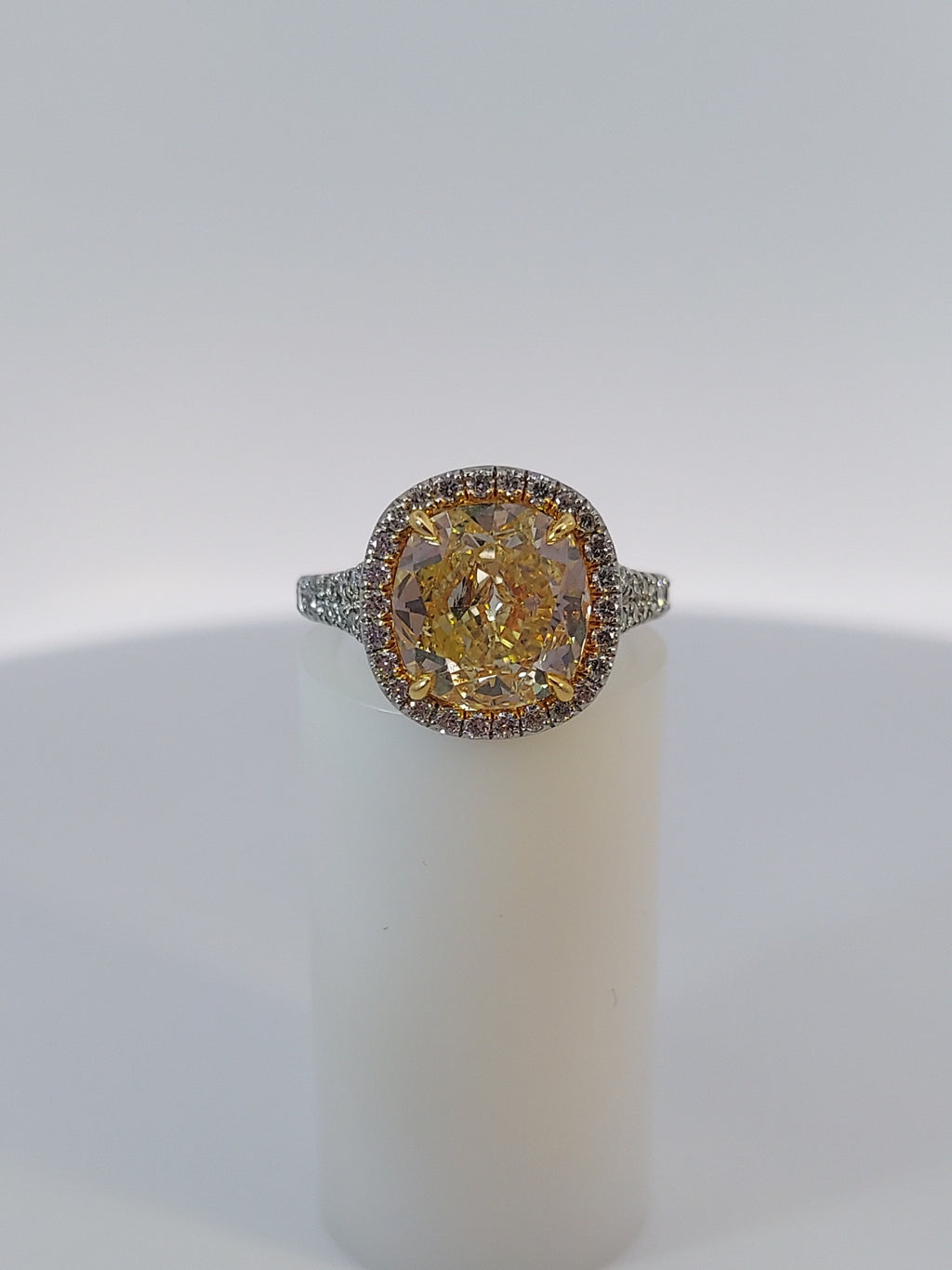 Fancy Yellow Cushion Cut Diamond Engagement Ring