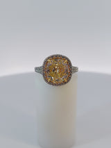 Fancy Yellow Cushion Cut Diamond Engagement Ring