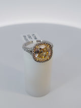 Fancy Yellow Cushion Cut Diamond Engagement Ring