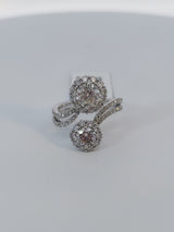 Two Flowers Diamond Fashion Ring