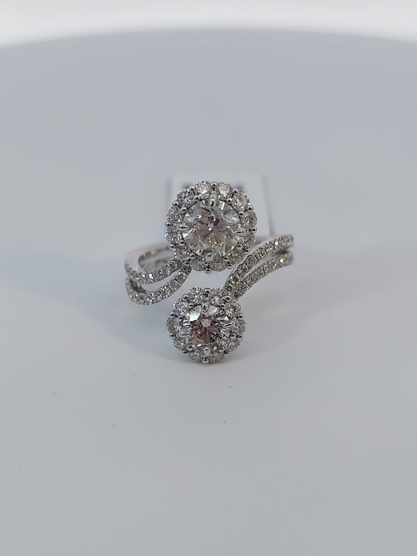 Two Flowers Diamond Fashion Ring