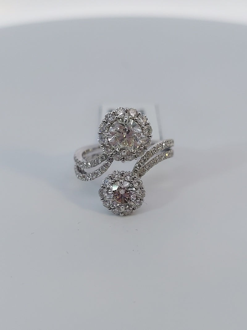 Two Flowers Diamond Fashion Ring