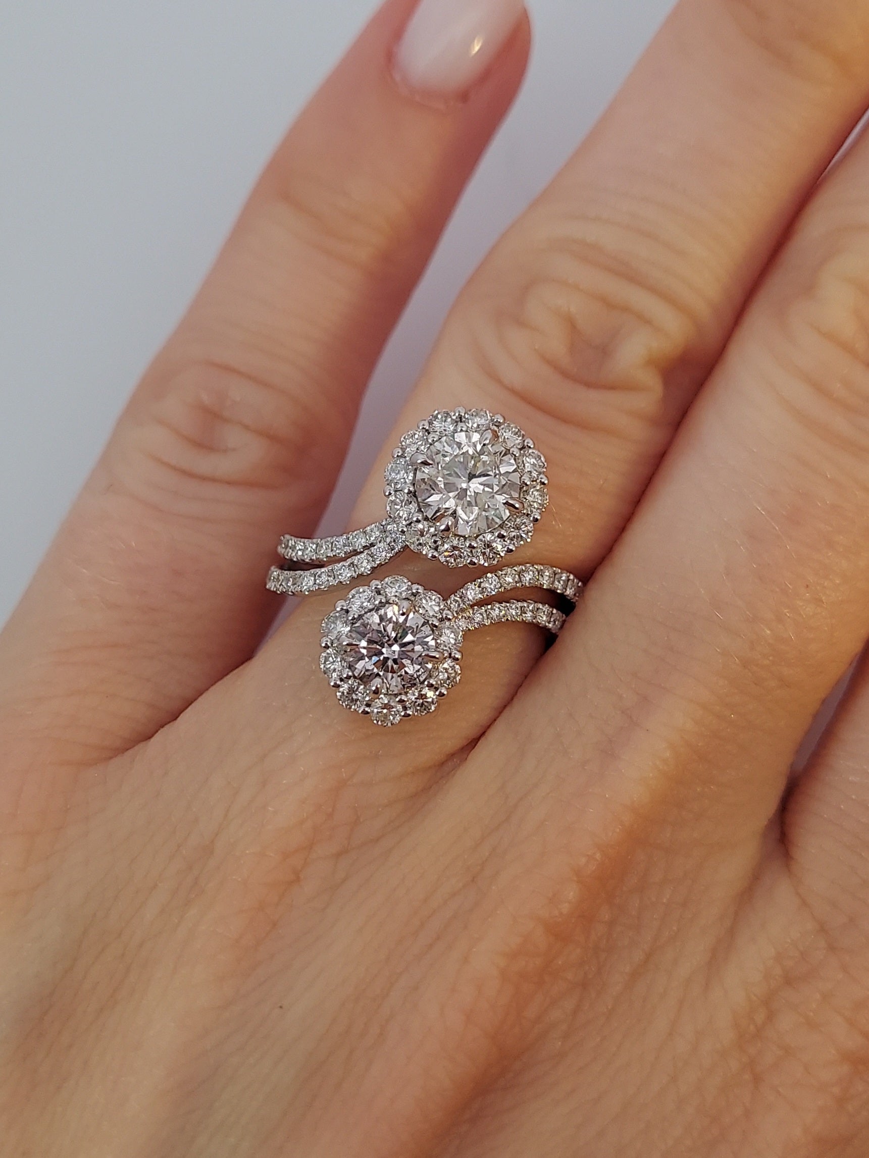Two Flowers Diamond Fashion Ring