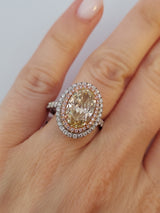 Fancy Yellow Oval Cut Double Halo Diamond Engagement Ring