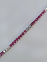 Pink Sapphire & Diamond Tennis Bracelet