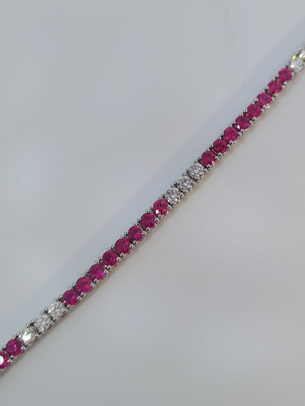 Pink Sapphire & Diamond Tennis Bracelet