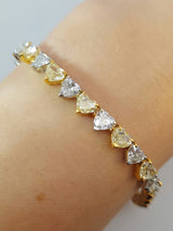 14.35 Carat Fancy Yellow Heart Shaped Diamond Tennis Bracelet