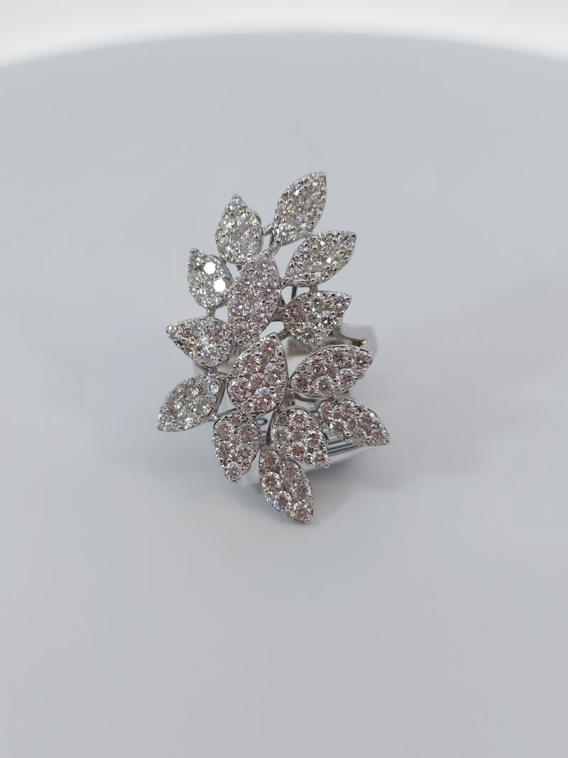 Diamond Flower Leaves Fashion Ring