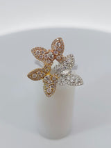 Rose & Yellow & White Gold Diamond Butterfly Ring