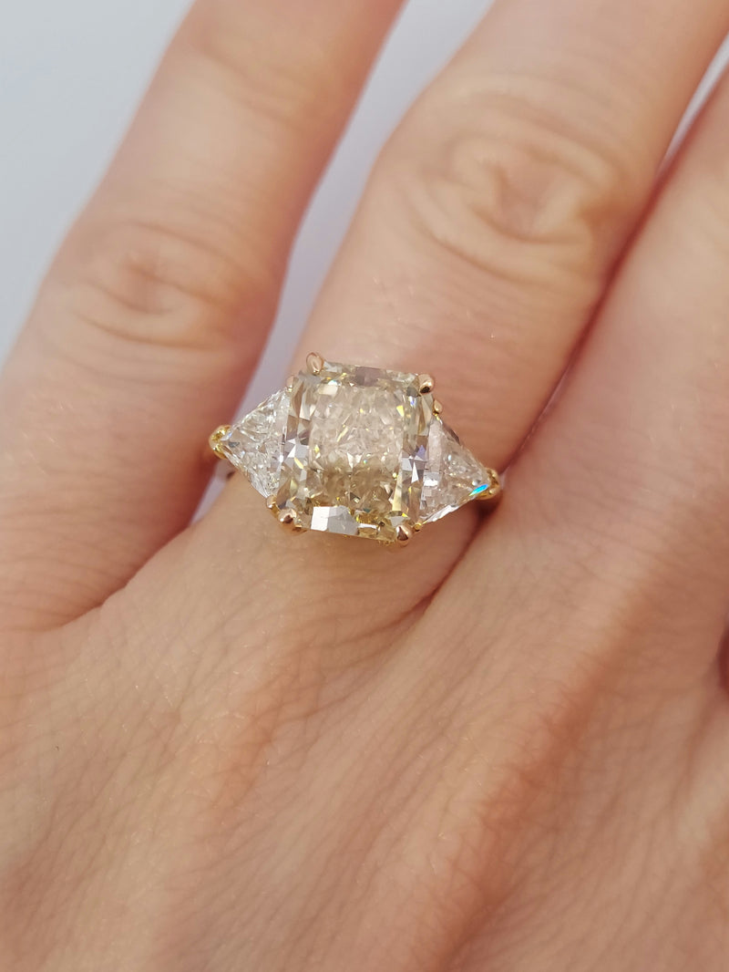 Fancy Yellow Cushion Cut & Trillions Diamond Engagement Ring