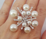 Acoya Pearls & Diamonds Fashion Ring Snowflake Collection