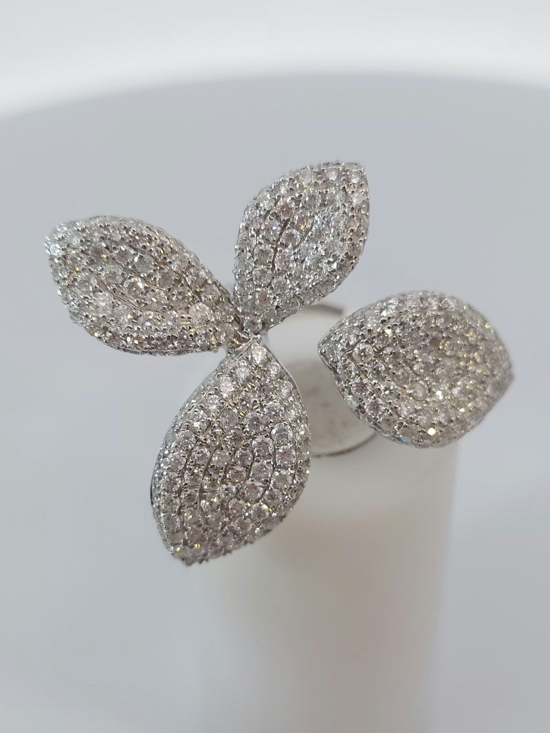 Full Pave Diamond Flower Ring