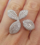 Full Pave Diamond Flower Ring