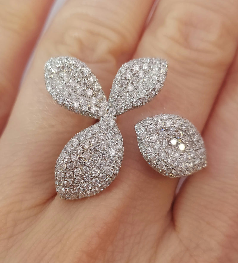 Full Pave Diamond Flower Ring