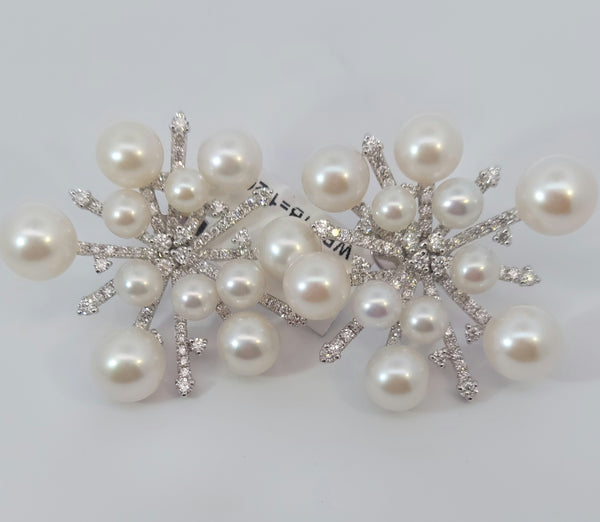 ACOYA PEARLS & DIAMONDS FASHION EARRINGS SNOWFLAKE COLLECTION