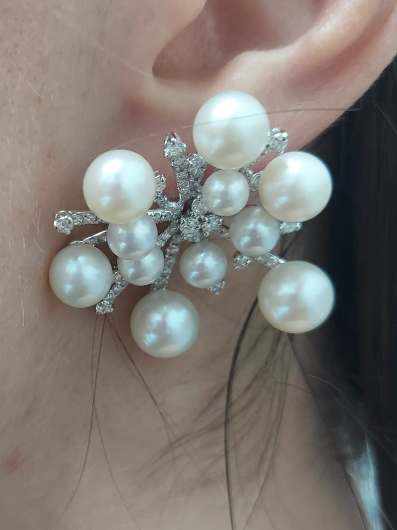 ACOYA PEARLS & DIAMONDS FASHION EARRINGS SNOWFLAKE COLLECTION