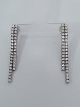 Diamond Drop Earrings Double Row