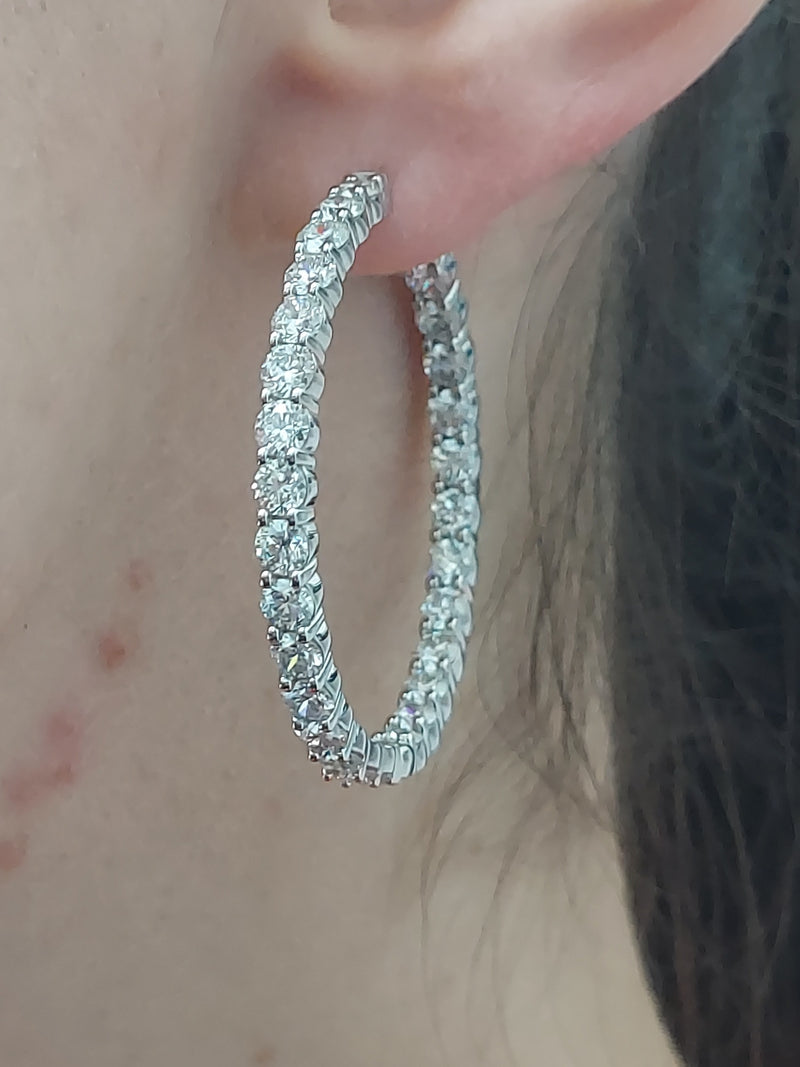 8.80 Carat Diamond Hoop Earrings Inside Out