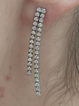 Diamond Drop Earrings Double Row