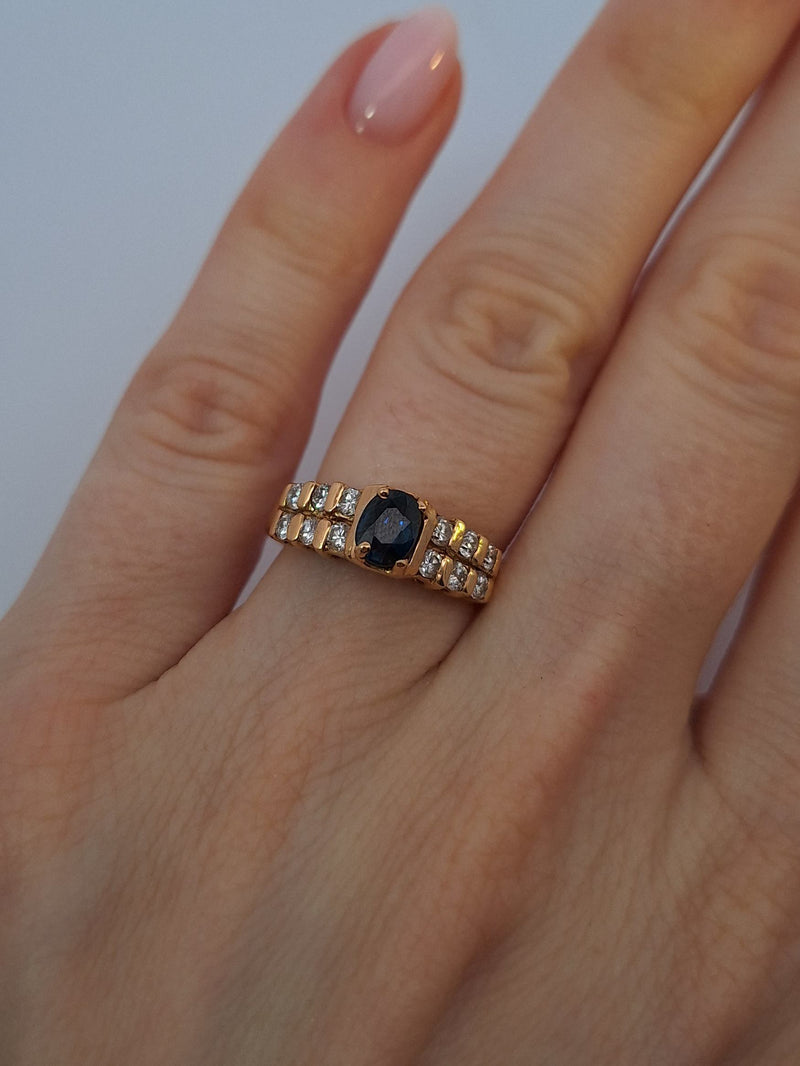 Sapphire & Diamond Vintage Engagement Ring