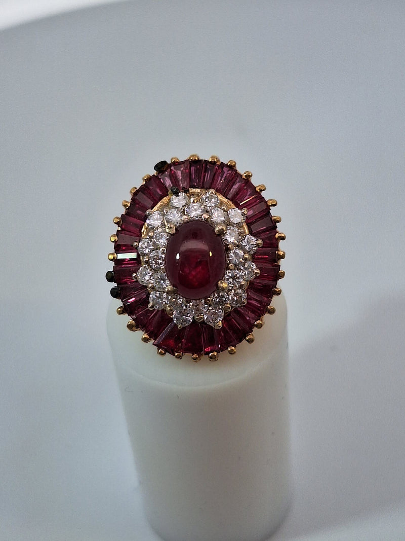 Red Ruby & Diaminds Ring