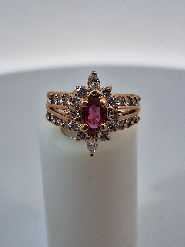 Red Ruby & Diamond Vintage Ring