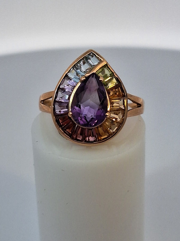 Tourmaline & Multicolor Sapphire Ring