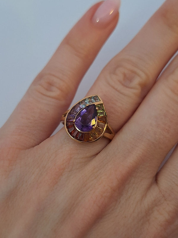 Tourmaline & Multicolor Sapphire Ring